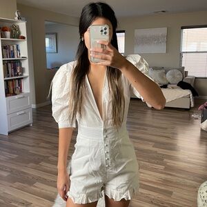 Deep V button Romper